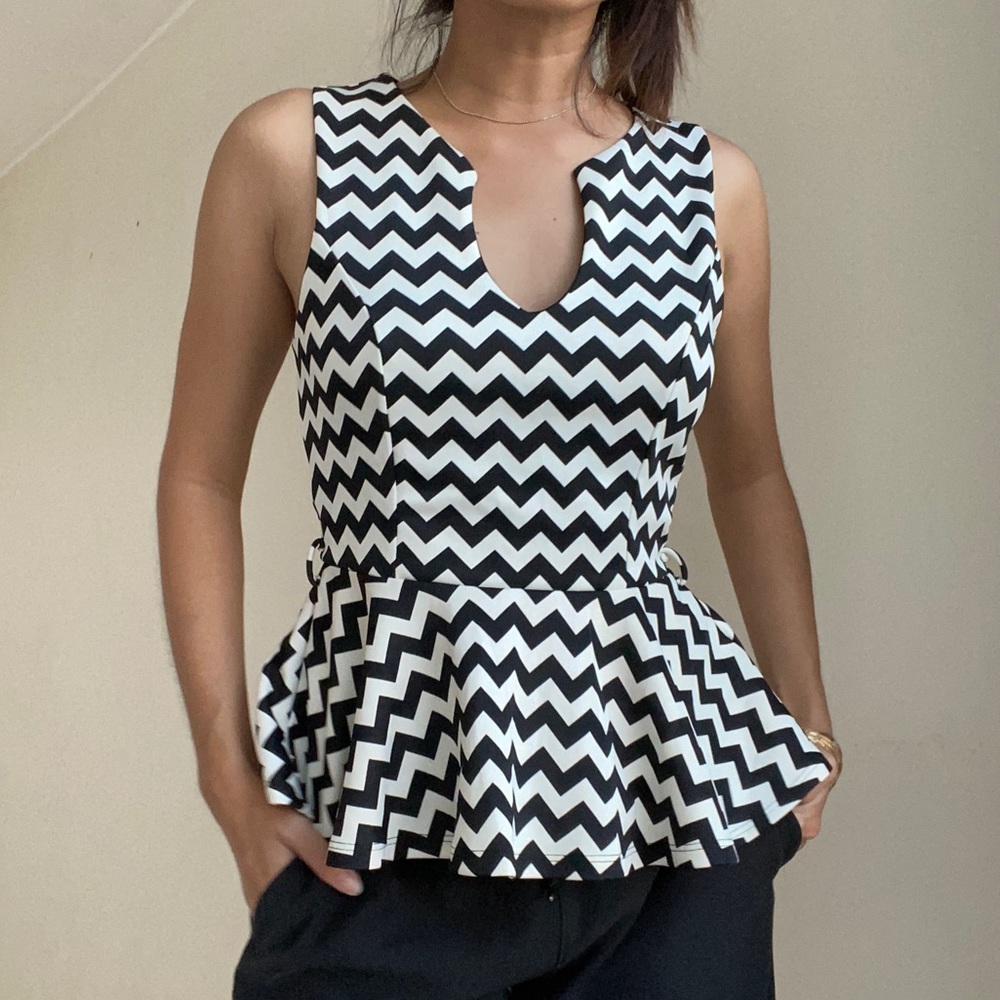 Peplum Top Chevron